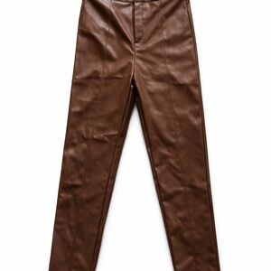 Zara Taupe Faux Leather Trousers